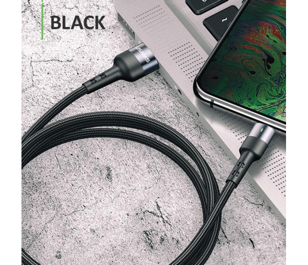 USAMS Kabel pleciony lightning 1m 2A Fast Charging czarny - 1569052 - zdjęcie 3